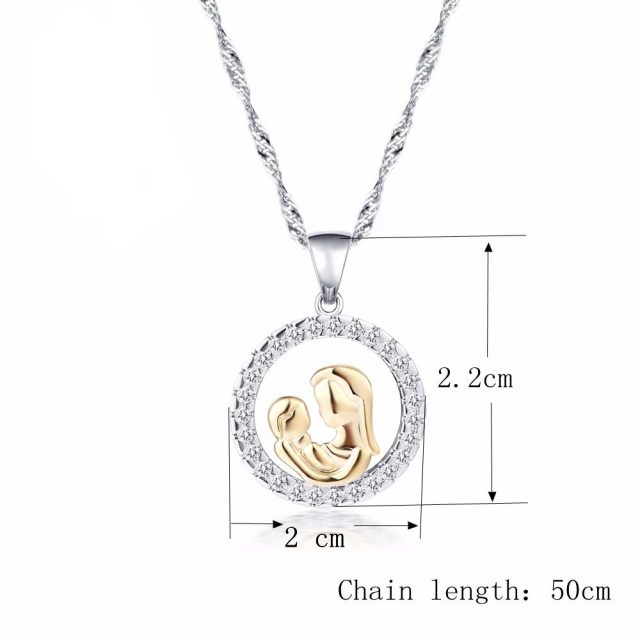 Zircon Mother and Baby Pendant Necklace