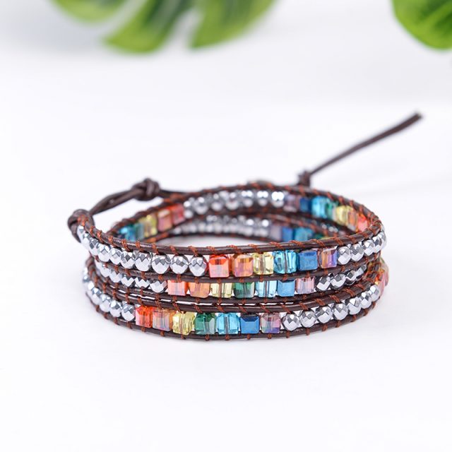 Women’s Handmade Chakra Leather Wrap Bracelet